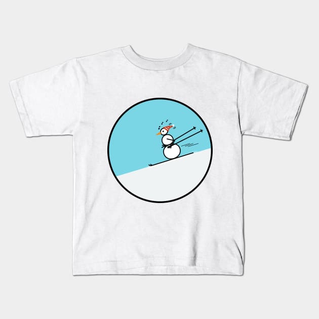 Frosty the Snowman on the Slope Kids T-Shirt by Musings Home Decor